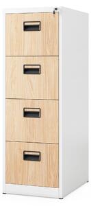 Kovová kartotéka, 4 zásuvky SARA V4, 460 x 1320 x 620 mm, Eco Design: biela/ dub sonoma