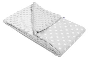 NEW BABY Dětská deka MINKY šedá bodky do kočíku Bavlna/Polyester, 80x102 cm