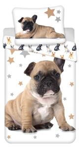 JERRY FABRICS Obliečky pes Bulldog a hviezdy Bavlna, 140/200, 70/90 cm