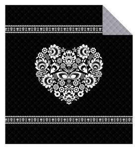 DETEXPOL Prehoz na posteľ Srdce čierna Polyester, 170/210 cm