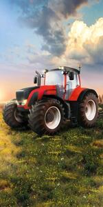 FARO Osuška Traktor červený Bavlna Froté, 70/140 cm