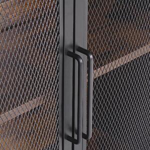 Komoda tmavé drevo čierny kov drevotrieska 82 x 75 cm úložná skrinka 2-dverová industriálna obývacia izba