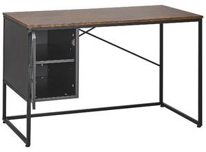 Písací stôl tmavé drevo drevotrieska čierny kov 60 x 118 cm stôl do domácej kancelárie industriálny dizajn