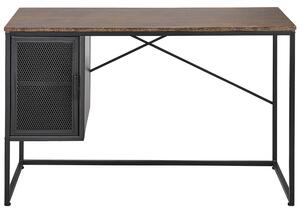 Písací stôl tmavé drevo drevotrieska čierny kov 60 x 118 cm stôl do domácej kancelárie industriálny dizajn