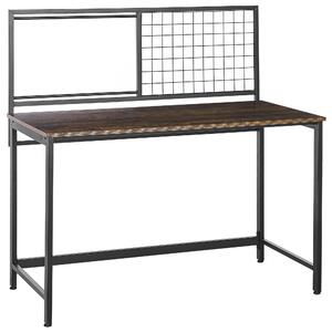 Písací stôl tmavé drevo drevotrieska čierny kov 60 x 118 cm stôl do domácej kancelárie s doskou na poznámky industriálny dizajn