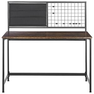 Písací stôl tmavé drevo drevotrieska čierny kov 60 x 118 cm stôl do domácej kancelárie s doskou na poznámky industriálny dizajn