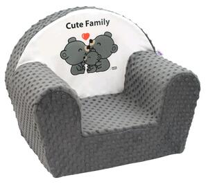 NEW BABY Detské kresielko z Minky Cute Family šedé Polyester 42x53 cm