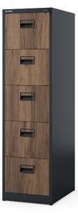 Kovová kartotéka, 5 zásuviek SARA V5, 460 x 1625.5 x 620 mm, Eco Design: antracitová/ orech