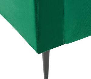 Leňoška zelené zamatové čalúnenie podrúčky chrbtová opierka moderný dizajn symetrický