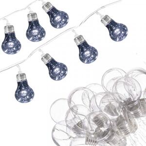 SPRINGOS LED žiarovky Edison 2,2 m, 50 LED, 3x AA, studená biela, 10 ks