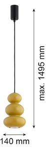 Závesné svietidlo Oman, lesklá medovožltá farba, sklo, Ø 14 cm, Žltá / oranžová, Obývacia izba / jedáleň, Sklo, Závesné svietidlo