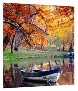 Jesenný obraz loďky (30x30 cm)