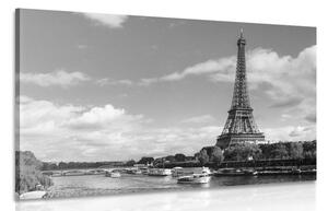 Obraz nádherná panoráma Paríža v čiernobielom prevedení