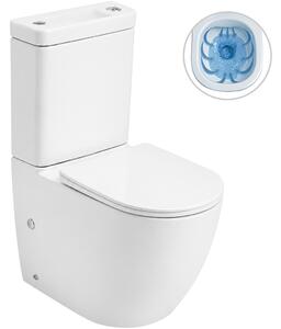 CERANO - WC kombi s umývadlom Cesso, Rimless + UF sedátko - spodný / zadný odpad - biela lesklá - 61,8x38 cm