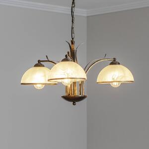 Luster Korfu, 3-pl., zlatá farba antik, Ø 68 cm, Mosadz / zlato, Obývacia izba / jedáleň, kov, Starožitný, Luster