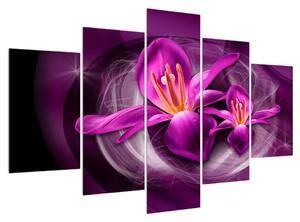 Moderný fialový obraz kvetov (150x105 cm)