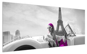 Obraz Eiffelovej veže a auta (120x50 cm)