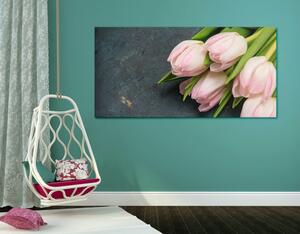 Obraz pastelovo ružové tulipány