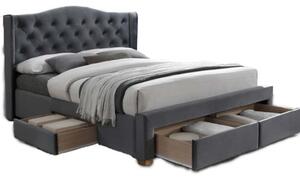 Čalúnená posteľ ASPEN II VELVET 160 x 200 cm farba sivá/dub