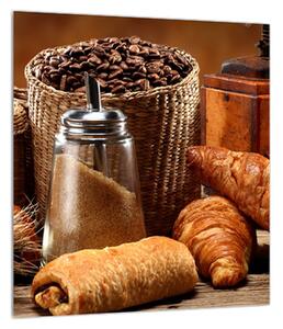 Obraz croissantov a kávy (30x30 cm)