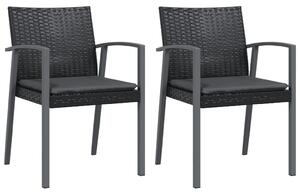 Záhradné stoličky s vankúšmi 2 ks čierne 56,5x57x83cm polyratan