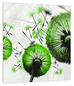 Obraz páperia zelených púpav (30x30 cm)