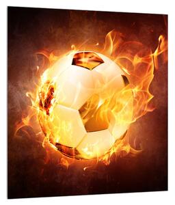 Obraz futbalovej lopty v ohni (30x30 cm)