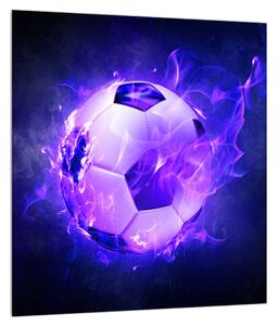 Obraz futbalovej lopty v modrom ohni (30x30 cm)