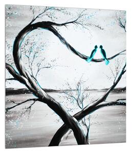 Obraz dvoch vtákov na strome (30x30 cm)