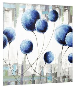 Abstraktný obraz - modré balóniky (30x30 cm)