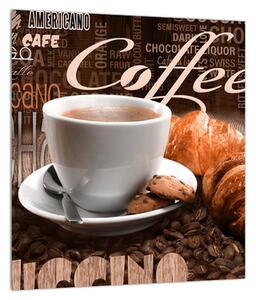 Obraz kávy a croissantov (30x30 cm)
