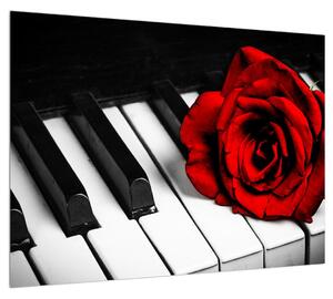 Obraz ruže a klavíru (70x50 cm)