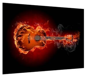 Obraz gitary v ohni (70x50 cm)