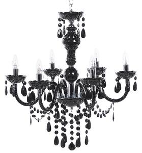 Luster čierny s kryštálmi 155 cm so 6 žiarovkami elegantný dizajn