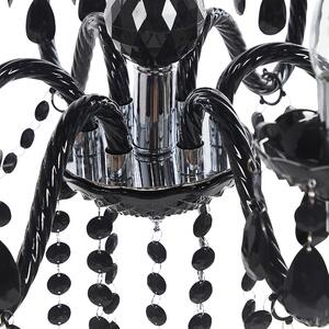 Luster čierny s kryštálmi 155 cm so 6 žiarovkami elegantný dizajn