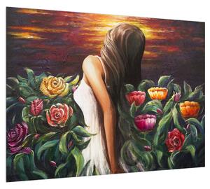 Obraz ženy a kvetín (70x50 cm)