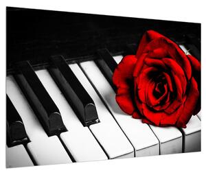 Obraz ruže a klavíru (90x60 cm)