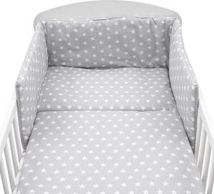 3-dielne posteľné obliečky New Baby 90/120 cm sivé Hviezdičky biele