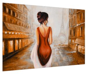 Obraz ženy a Eiffelovej veže (90x60 cm)