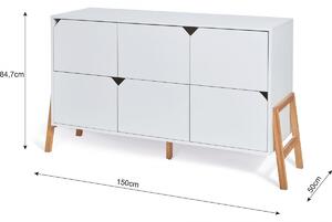 Drevko Moderná komoda Lotta - 6 zásuviek (2 farby) - Biela