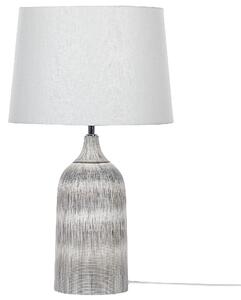 Stolná lampa sivá keramická 66 cm biele látkové tienidlo klasická lampa na nočný stolík
