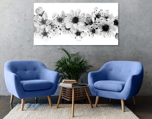 Obraz čerešňové kvety v čiernobielom prevedení