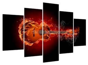 Obraz gitary v ohni (150x105 cm)