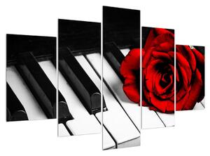 Obraz ruže a klavíru (150x105 cm)