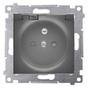 Zásuvka 250 V Simon 54 premium IP44 s clonkami čierna mat./trans