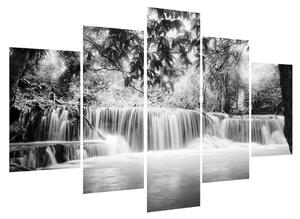 Čiernobiely obraz vodopádov (150x105 cm)