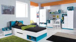 Nábytok do detskej izby s posteľou 90x200 HARKA 4 - biely / modrý