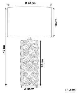 Stolná lampa béžová keramická 49 cm geometrický vzor béžové látkové tienidlo obývacia izba spálňa