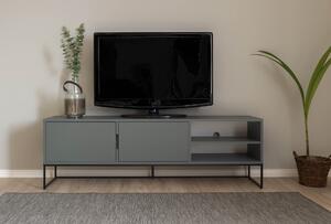 MUZZA TV stolík s poličkou pili 176 x 57 cm sivozelený