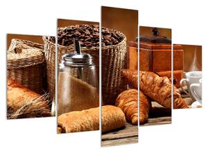 Obraz croissantov a kávy (150x105 cm)